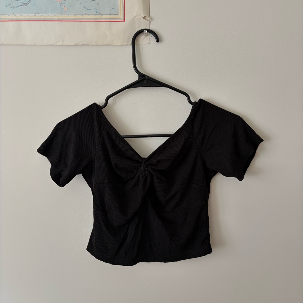 Elegant Black Women's Top Crop Top Tie Bow